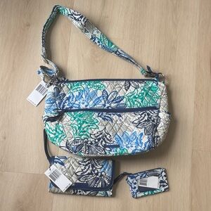 Vera Bradley Blue and Green Quilted Shoulder Bag Set